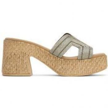 Sandalias de tacón destalonadas de piel combinada - Gris