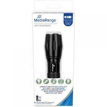 MediaRange LED flashlight with powerbank 1.800mAh battery black