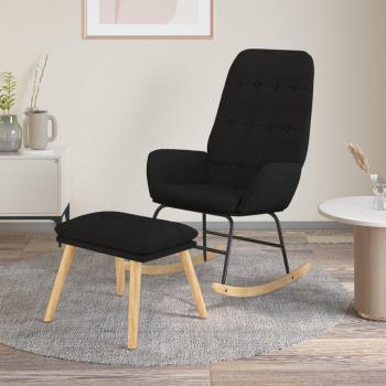 Sillón mecedora con taburete tela negro Día y Noche