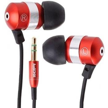 Gogroove AudiOHM - Auriculares In Ear Reducción Ruido Audio Jack 3.5mm - Compatibles con Tablets : BQ Edison 3 , Aquaris E10 / Dragon Touch Y88X / Samsung Galaxy Tab 4 10.1 / Unusual 7i ... y muchos otros -Color Rojo Escarlata