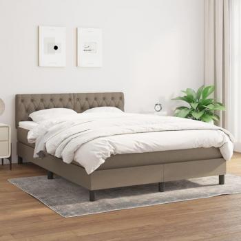 Cama box spring con colchón de muelles Tortora 140x190 cm en tela gris taupe