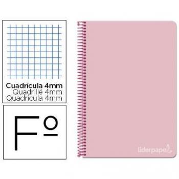 Cuaderno espiral Liderpapel folio witty tapa dura 80h 75gr cuadro 4mm con margen color rosa