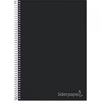 Cuaderno espiral liderpapel a4 micro jolly tapa forrada 140h 75 gr cuadro 5mm 5 bandas 4 taladros color negro