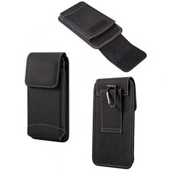 Funda de Cinturón Vertical en Piel y Nylon para Huawei Honor X10 5G (2020) - Negra