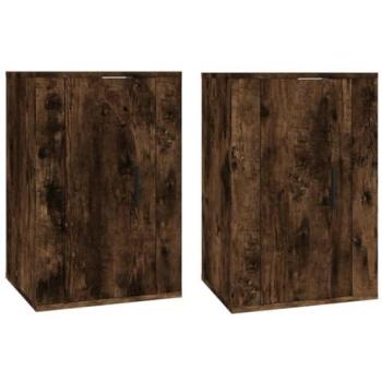 Mueble de TV multimedia de pared en roble ahumado, 2 piezas, dimensiones 40 x 34,5 x 60 cm