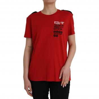 Dolce & Gabbana Red Cotton Graphic Print Crew Neck T-shirt - Size S