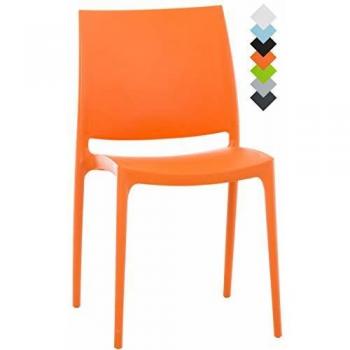 Silla Apilable Maya Naranja Resistente al Agua y Rayos UV, Carga hasta 130 kg, Ideal para Exterior e Interior