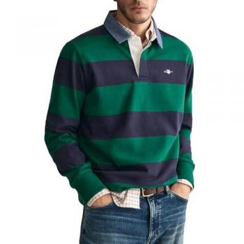 Gant Polo de Manga Larga 2004083 Verde con diseño de rayas para hombre
