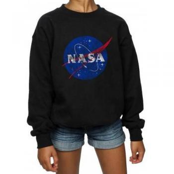 Sudadera de algodón blanca con logo desgastado de la NASA para niñas 12-13