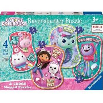 Puzzle infantil Ravensburger 4 puzles progresivos con formas de la casa de muñecas de Gabby, 10/12/14/16 piezas, licencia oficial, modelo 03170