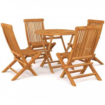 vidaXL 5 Piece Garden Dining Set Solid Teak Wood