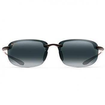 Maui Jim Ho'Okipa Reader Polarized Rimless Sunglasses, Gloss Black/Neutral Grey, Unisex, Green, Size: ONE SIZE