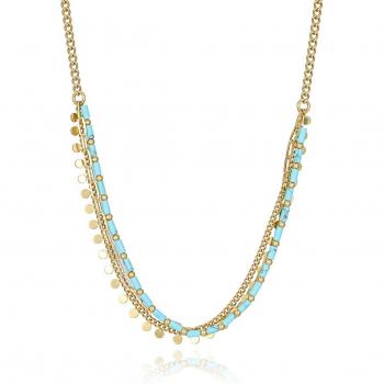 Collar Viceroy Chic de acero Ip dorado con cadena y piedras azules