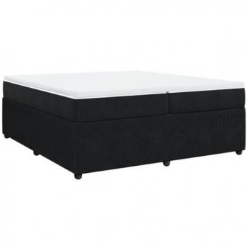 Cama box spring con colchón de muelles terciopelo negro 200x200 cm