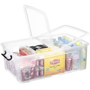 Contenedor Strata 50L con Doble Tapa, Reciclable y Apilable, Transparente