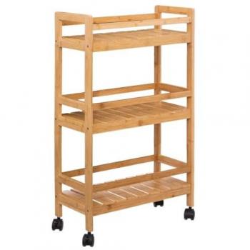 Camarera de Bambú de 3 Alturas Calix - Estantería con Ruedas - Mueble Cocina - Estantería 3 Niveles Grande