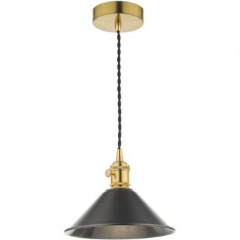 Lámpara colgante Hadano de peltre antiguo y latón natural, tipo domo, 1 bombilla E14, 117 cm