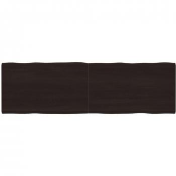 Tablero de mesa de madera tratada de roble sin tratar marrón oscuro 200 x 60 x (2-4) cm con borde natural gris