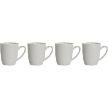 Juego de 4 Tazas Mug DKD Home Decor Blanco Porcelana 330 ml