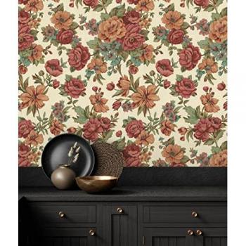 Muestra DIN A4 de Papel Pintado Vinílico Flores Románticas con Efecto Textura de Tela Tejida en Relieve - Anastasia Garden 676419