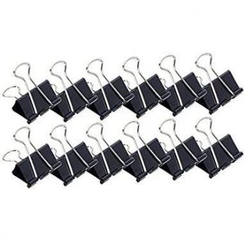 Abrazaderas Foldback MAUL 32mm, capacidad 13mm, color negro, paquete de 12 unidades