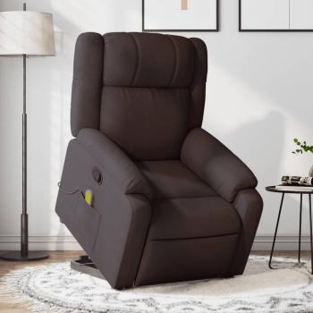 Silla de masaje reclinable de pie de tela marrón oscuro Vidaxl Marrón