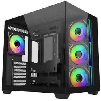 Caja Cooler Master Elite 681 ATX Midi Tower con 4 Ventiladores ARGB y Panel de Vidrio Templado, Soporte para Placas Base ATX/mATX/ITX, Color Negro
