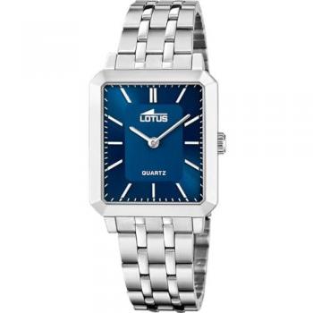 Reloj Lotus Square Series 18980/5 Azul Correa De Acero Inoxidable 316l, Mujer