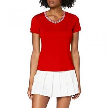 Wilson, W Team V-Neck, Camiseta deportiva con cuello en V para mujer, Poliéster, Rojo, Talla: XS, WRA770005