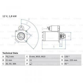 Motor de Arranque BOSCH 0 986 022 581 - Tipo: Motor de arranque; Marca: BOSCH; Número de pieza: 0 986 022 581; Aplicación: Sistemas de arranque para vehículos