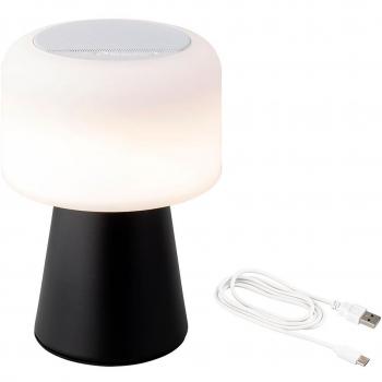Lámpara LED con Altavoz Bluetooth y Cargador Inalámbrico Lumineo 894415 Negro 22,5 cm Recargable