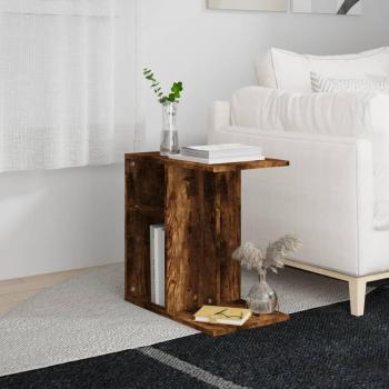 Mesa auxiliar de madera contrachapada roble ahumado 50x30x50 cm