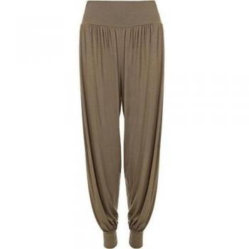 WearAll - Mujer Nuevos Pantalones Largos Estilo Harén Con Goma Elástica Tallas - Moca - 44-46