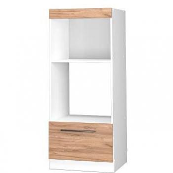 Armario para microondas Fame-Line, Roble dorado y blanco, 60 cm abierto Vicco