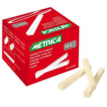 Tiza Blanca Común 100 Pzas 80x10x10 mm - Metrica