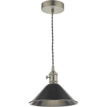 Lámpara colgante Hadano de peltre antiguo y cromo antiguo, 1 bombilla E14, altura de 117 cm