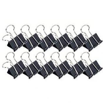 Clip de papel MAUL Foldback, 25 mm de ancho, capacidad de sujeción 9 mm, color negro, paquete de 12 unidades