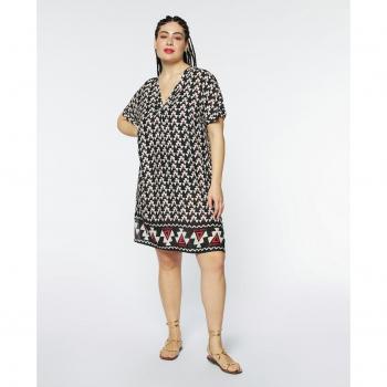 Vestido tipo pareo de baño con estampado étnico