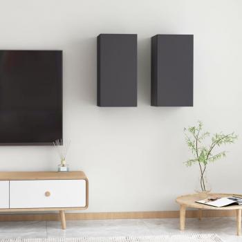 Muebles de TV 2 piezas gris madera multicapa 30,5x30x60 cm