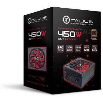 Talius 450W +Bronze, Ventilador 12cm, 450w Reales, Cables mallados, Color Negro