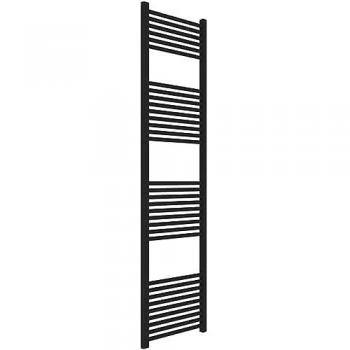 Radiador toallero hidráulico Ercos Opera 180 x 50 cm negro mate con kit de montaje y válvula termoestabilizadora