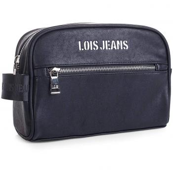 Lois - 95023 Neceser de Viaje, Bolsa de Aseo. Cierre y Bolsillos Delante y detrás con Cremallera. Asa Lateral, Color Negro
