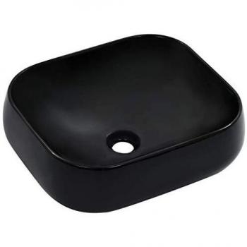 vidaXL Lavabo Sanitario Baño Servicio Fregadero Piezas de Fontanería Bricolaje Instalación Decoración Aseo Grifería 44,5x39,5x14,5 cm Cerámica Negro
