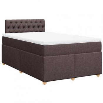 Cama box spring con colchón de tela marrón oscuro 120x200 cm
