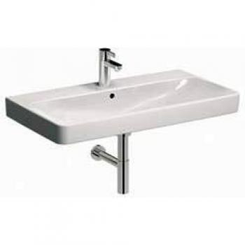 Lavabo Geberit Smyle Square 90x48 cm blanco con orificio para grifo y desagüe, modelo 500.251.01.1