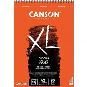 Álbum Espiral Microperforado, A2, 60 Hojas, Canson XL Croquis, Grano Fino 90g