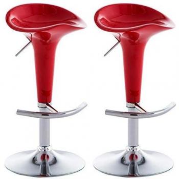 vidaXL 2X Taburetes de Bar de Plástico Rojo Sillas Altas Comedor Cocina Barra