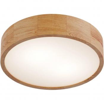Plafón cilíndrico de roble natural, Ø 37 cm, 2x E27