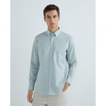 Rushmore Camisa de hombre sport regular fit 100% algodón NON IRON sarga cuadro pequeño verde cuello botón punta puño arista con bolsillo
