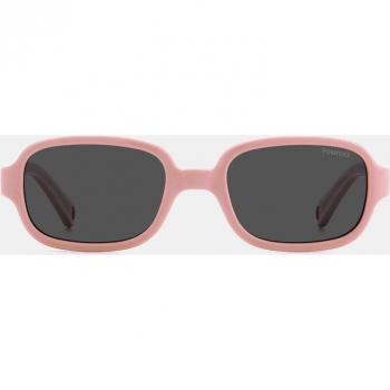 Polaroid Kids - Gafas de sol infantiles rectangulares rosas con lentes polarizadas y protección UV para niñas y niños.